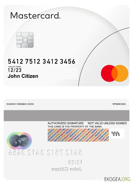 Échantillon de Mastercard PSD design classique